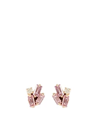 18K Rose Gold Earrings With Pink Sapphire And Diamonds