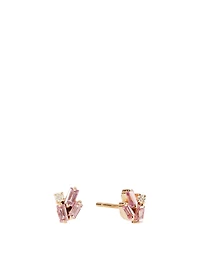 18K Rose Gold Earrings With Pink Sapphire And Diamonds