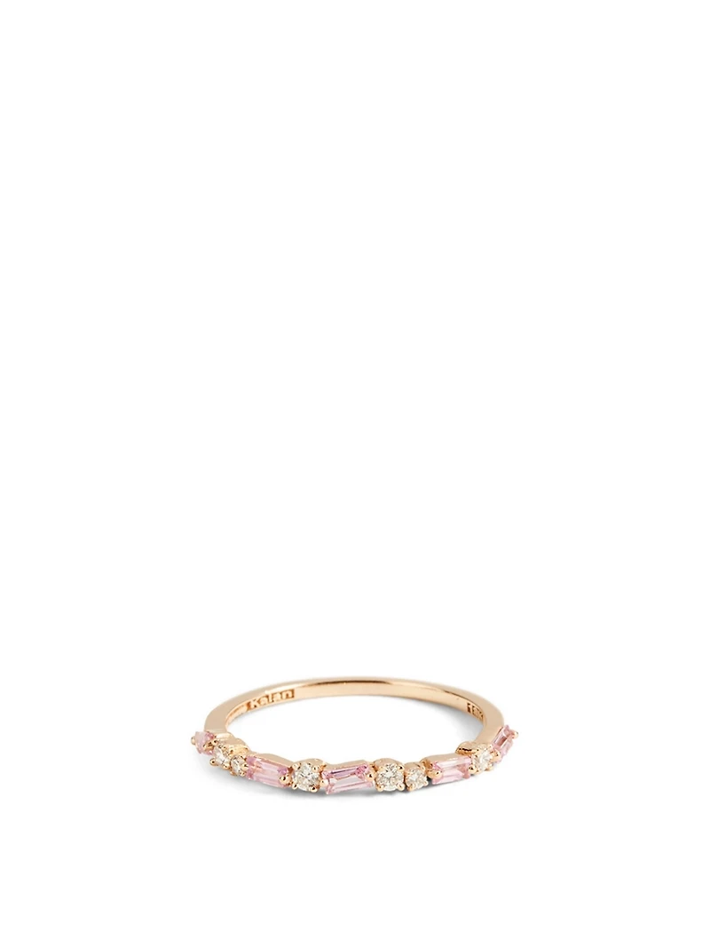 Rainbow Fireworks 18K Rose Gold Ring With Pink Sapphire And Diamonds