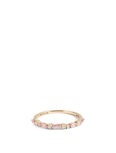 Rainbow Fireworks 18K Rose Gold Ring With Pink Sapphire And Diamonds