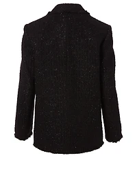 Wool-Blend Frayed Tweed Blazer