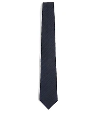 Silk And Cotton Tie In Herringbone Print