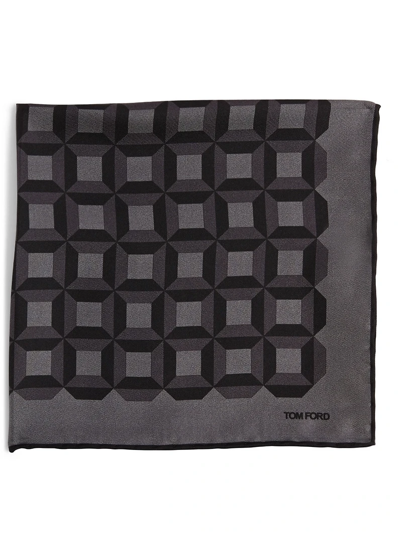 Silk Pocket Square In Square Print
