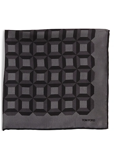 Silk Pocket Square In Square Print