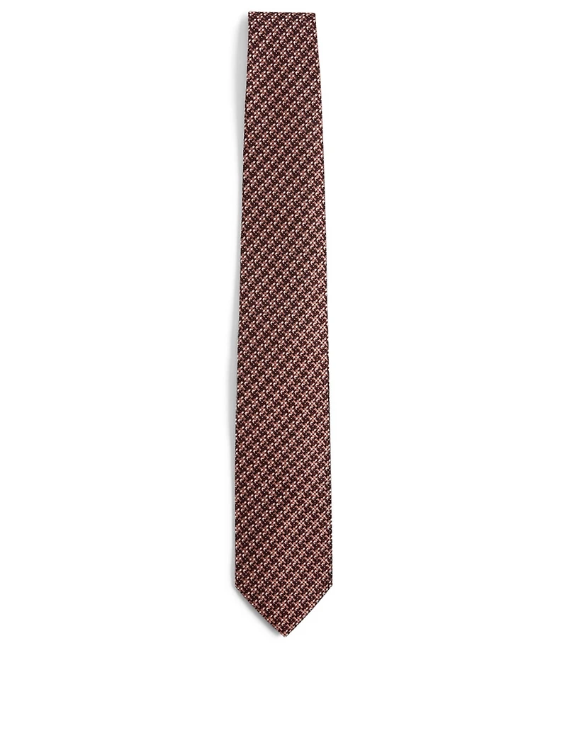 Silk Tie In Houndstooth