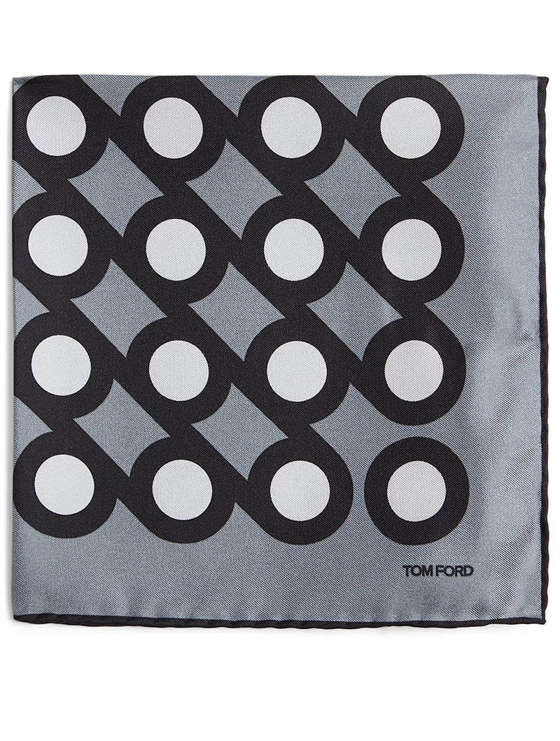 Silk Pocket Square In Circle Print
