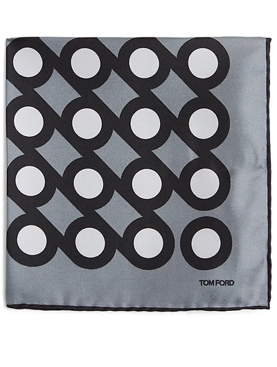 Silk Pocket Square In Circle Print