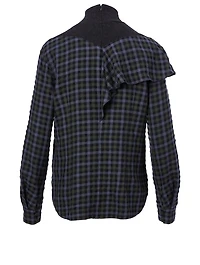 Wool-Blend Ruffle Top Check Print