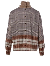 Turtleneck Blouse Mixed Check Print