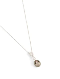 18K White Gold Black Pearl Pendant Necklace With Diamonds
