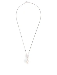 18K White Gold Pearl Pendant Necklace With Diamonds