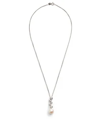 18K White Gold Pearl Pendant Necklace With Diamonds