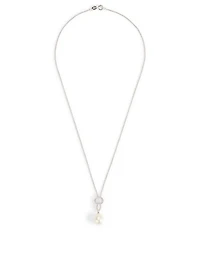 18K White Gold Pearl Pendant Necklace With Diamonds