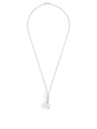 18K White Gold Pearl Pendant Necklace With Diamonds