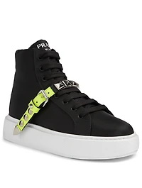 Nylon High-Top Sneakers With Studs