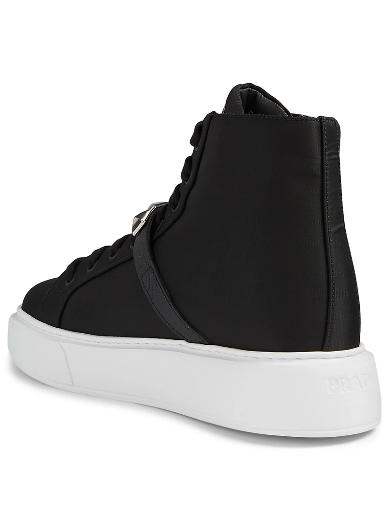 Nylon High-Top Sneakers With Studs