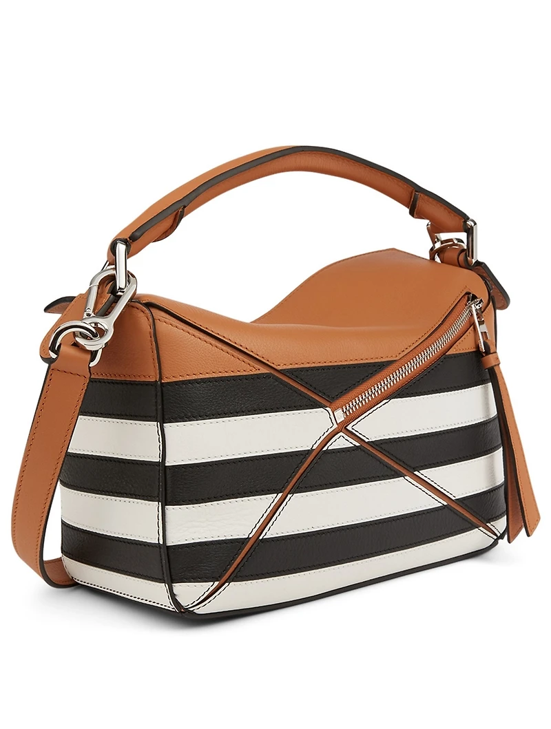 Small Puzzle Marine Stripe Leather Bag