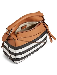 Small Puzzle Marine Stripe Leather Bag