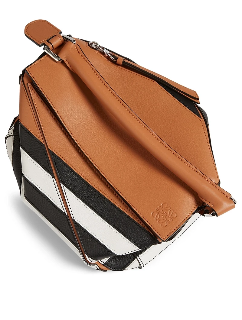 Small Puzzle Marine Stripe Leather Bag