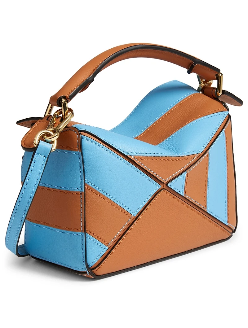 Mini Puzzle Rugby Stripe Leather Bag