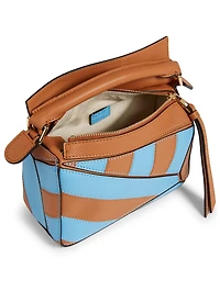 Mini Puzzle Rugby Stripe Leather Bag