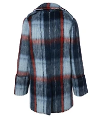 Wool Car Coat Plaid Print