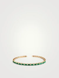 Fireworks 18K Yellow Gold Horizontal Baguette Emerald Bangle Bracelet