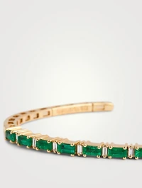 Fireworks 18K Yellow Gold Horizontal Baguette Emerald Bangle Bracelet