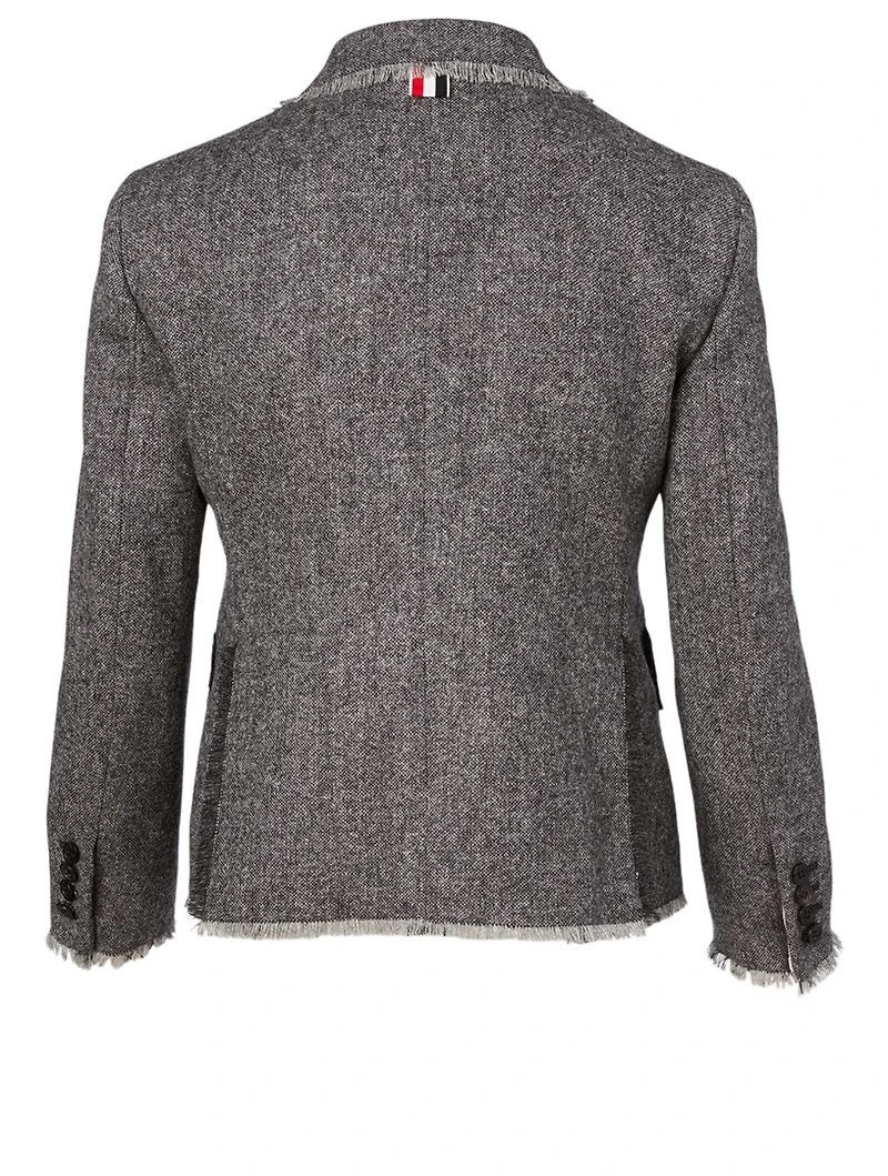Cotton Tweed Blazer With Frayed Detail