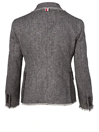 Cotton Tweed Blazer With Frayed Detail