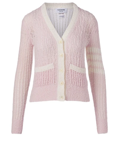 Wool-Blend Four-Bar Cardigan