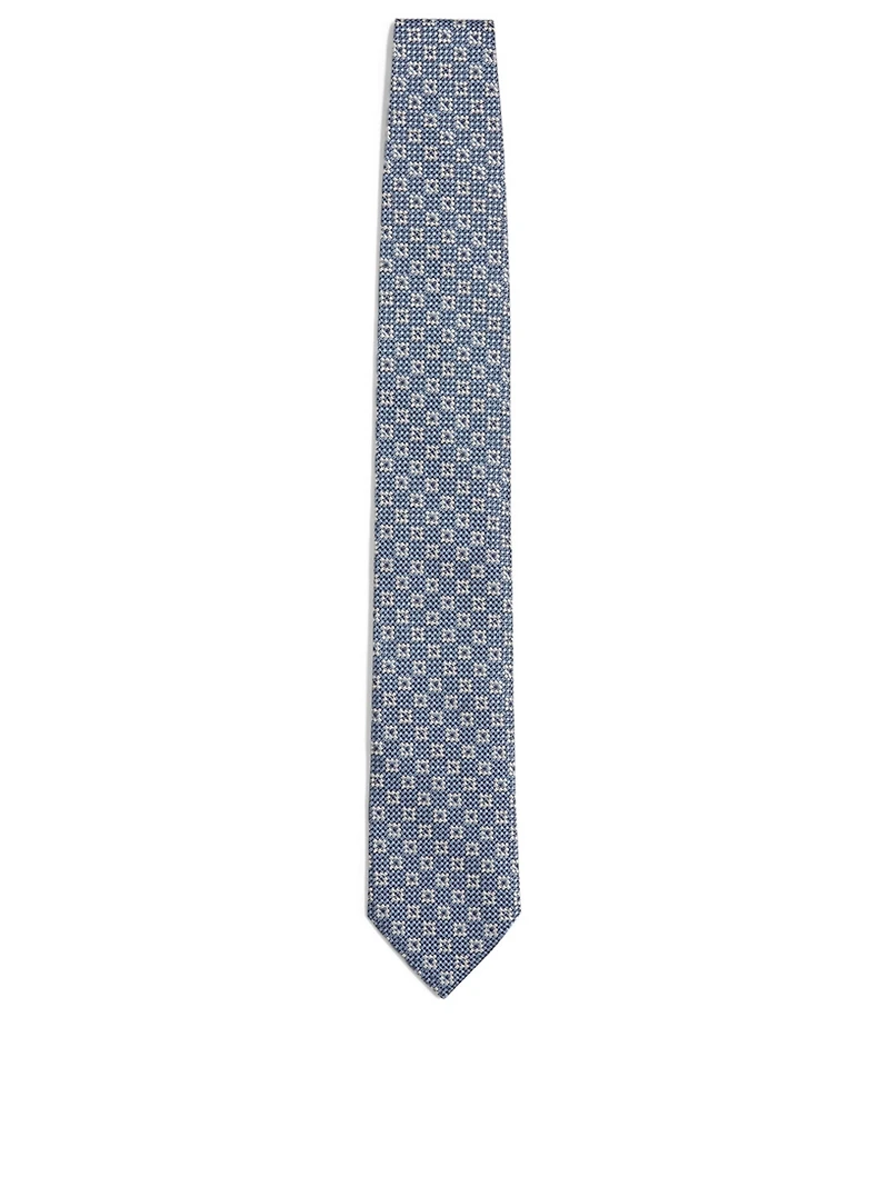 Silk Tie In Jacquard Geo Pattern