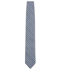 Silk Tie In Jacquard Geo Pattern