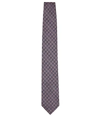 Silk Tie In Jacquard Geo Pattern