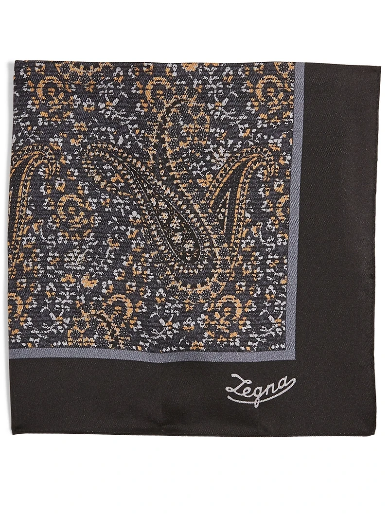 Silk Pocket Square In Paisley Print