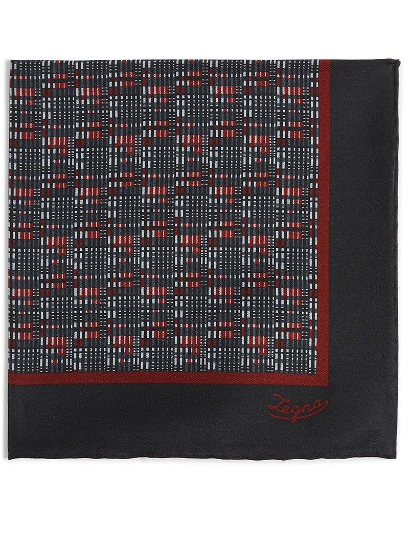 Silk Pocket Square In Check Print