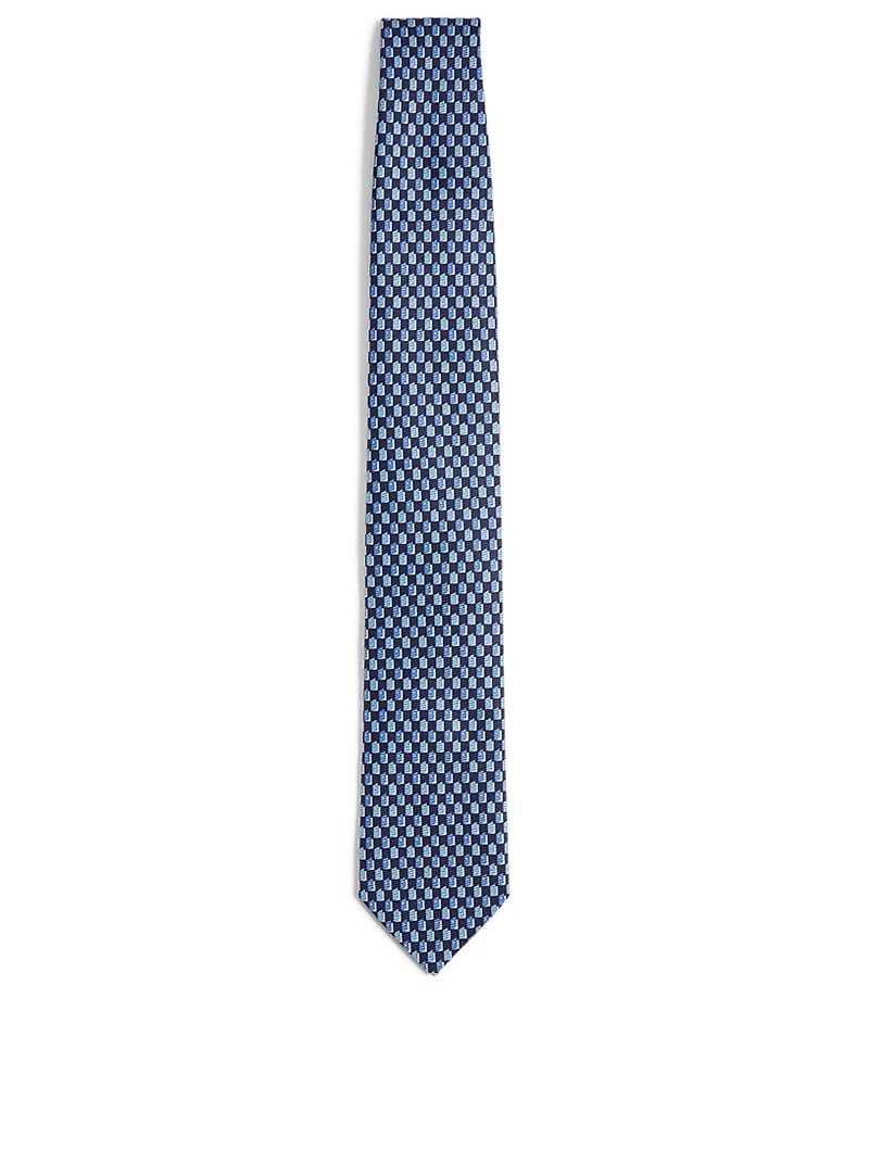 Silk Tie In Geo Print