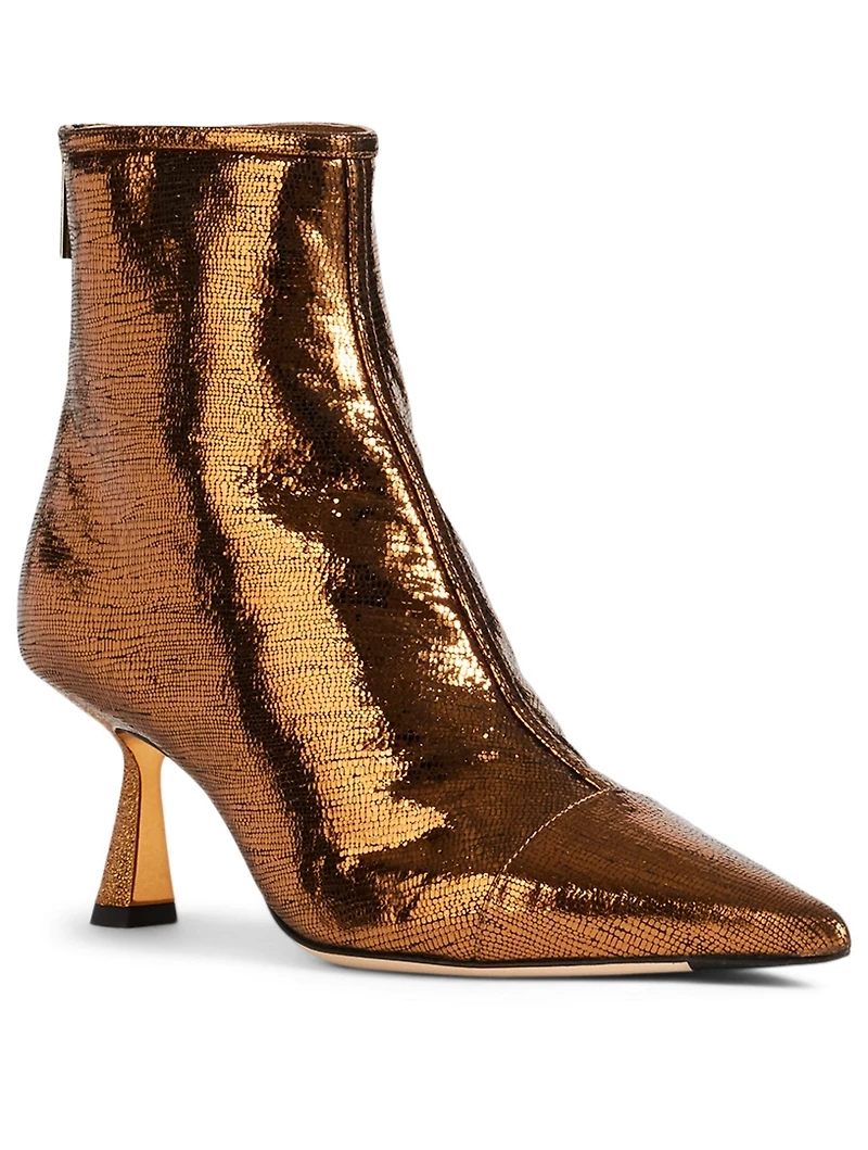 Kix Metallic Leather Ankle Boots Lizard Print