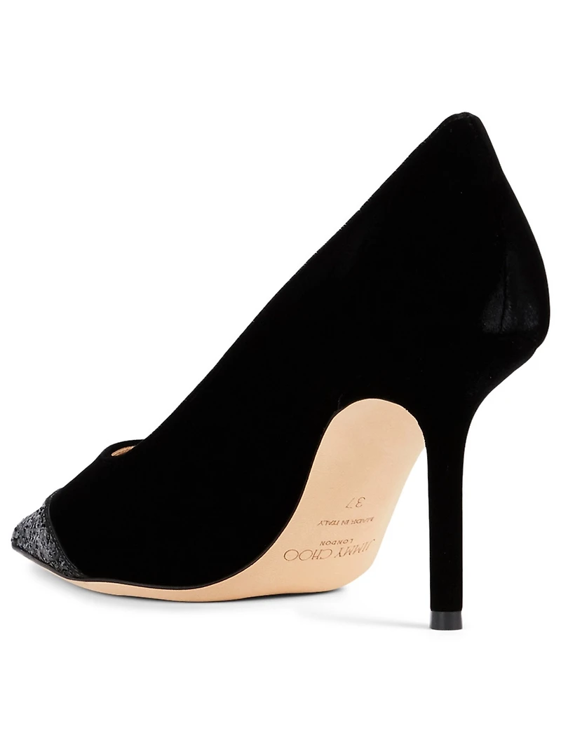 Love 85 Velvet Pumps With Asymmetric Glitter