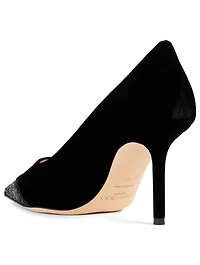Love 85 Velvet Pumps With Asymmetric Glitter