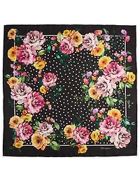 Silk Scarf In Nocturnal Flower Print