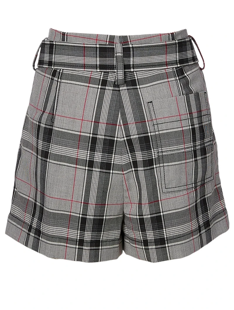 Wool-Blend Shorts Plaid Print