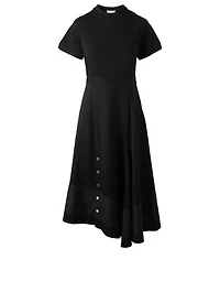 Cotton Short-Sleeve Midi Dress