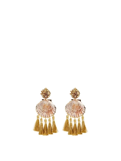 Rose Coquille Gold-Plated Drop Earrings