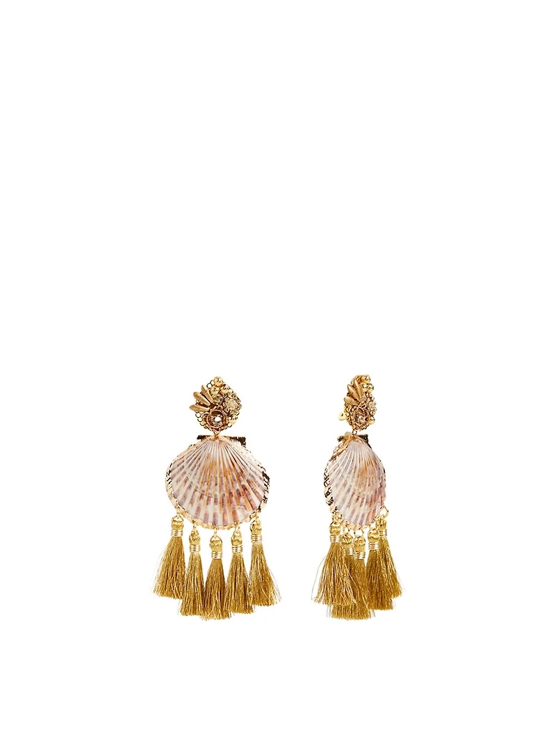 Rose Coquille Gold-Plated Drop Earrings