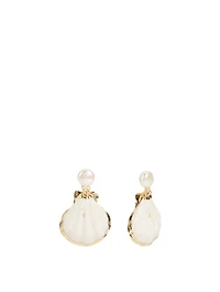 Treasures Of The Sea Gold-Plated Seashell Drop Earrings With Pearls