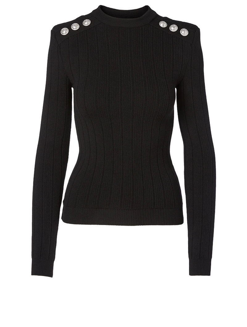Wool-Blend Button Top