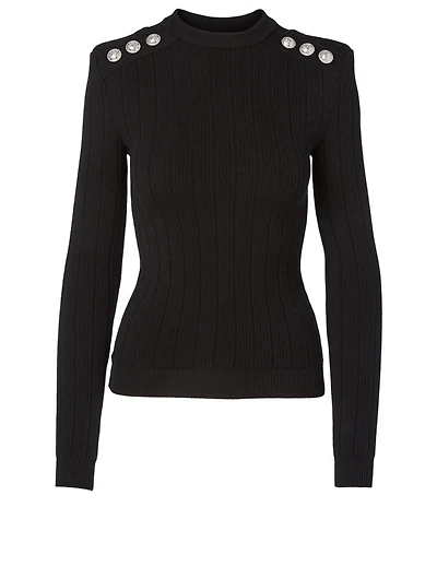Wool-Blend Button Top