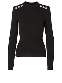 Wool-Blend Button Top