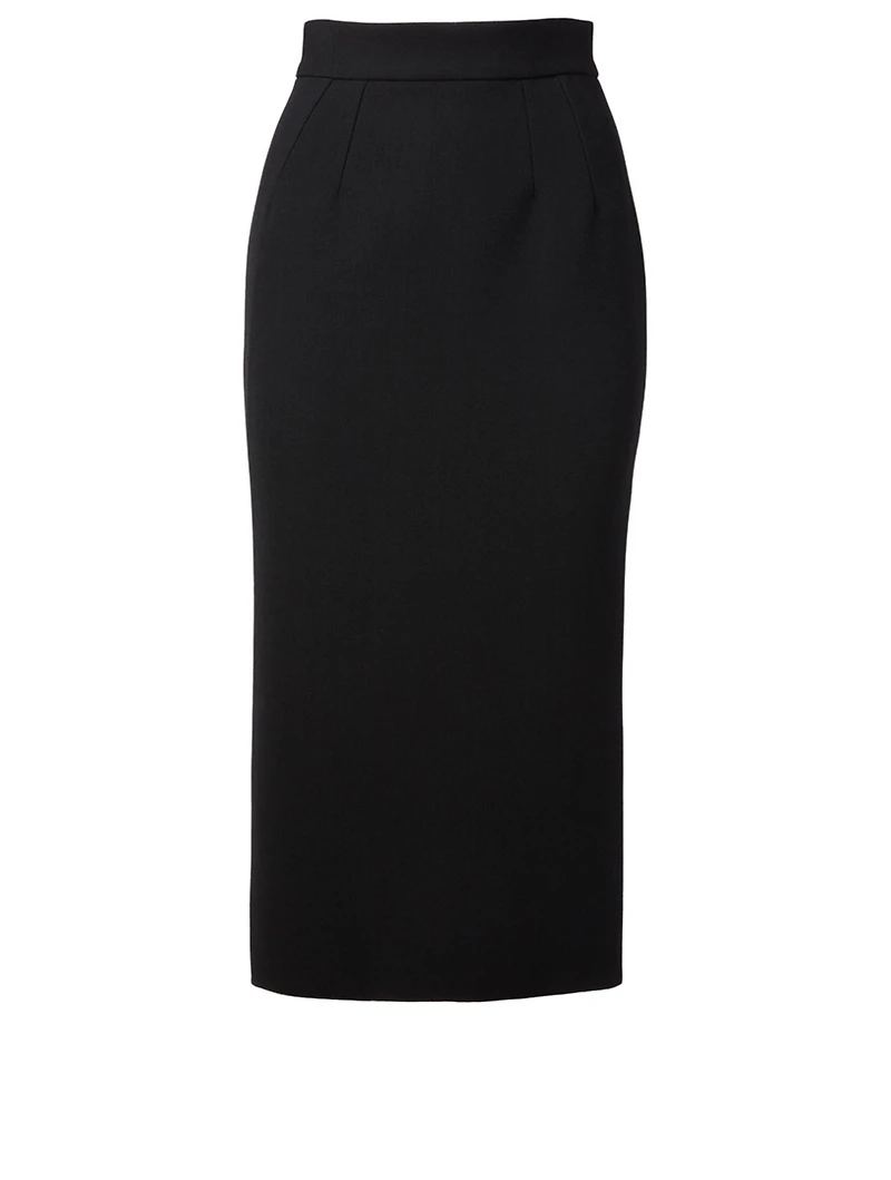Wool Stretch Midi Skirt